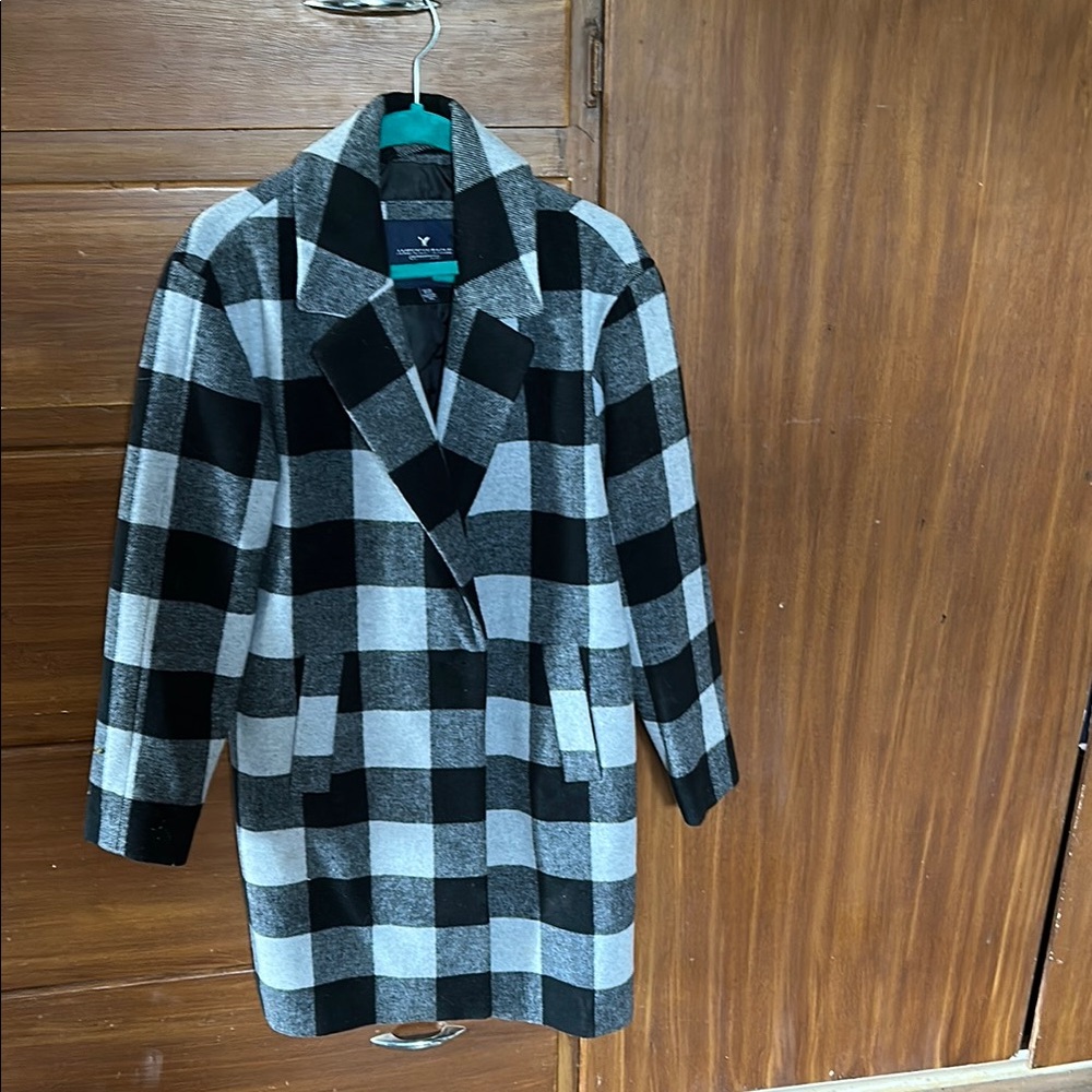 American Eagle Outfitters Black and Gray Pea Coat